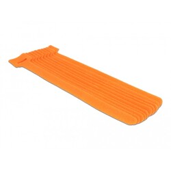 Rzepy do kabli 200 x 12 mm zestaw 10 sztuk pomarańczowe Delock 18696