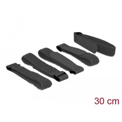 Rzepy z pętelką do kabli 300 x 20 mm zestaw 5 sztuk czarne Delock 18704