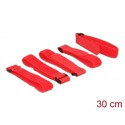 Rzepy z pętelką do kabli 300 x 20 mm zestaw 5 sztuk czerwone Delock 18705