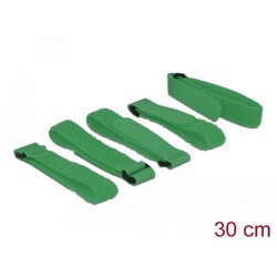 Rzepy z pętelką do kabli 300 x 20 mm zestaw 5 sztuk zielone Delock 18706