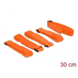 Rzepy z pętelką do kabli 300 x 20 mm zestaw 5 sztuk pomarańczowe Delock 18707