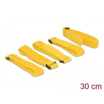 Rzepy z pętelką do kabli 300 x 20 mm zestaw 5 sztuk żółte Delock 18708