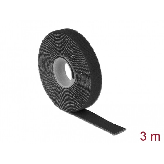 Taśma rzepowa na rolce 3 m x 13 mm kolor czarny Delock 18710