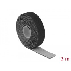 Taśma rzepowa na rolce 3 m x 20 mm kolor czarny Delock 18714