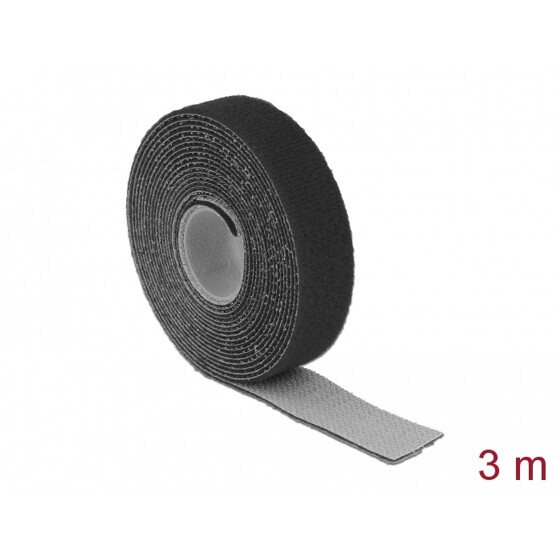 Taśma rzepowa na rolce 3 m x 20 mm kolor czarny Delock 18714