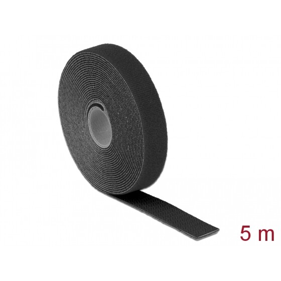 Taśma rzepowa na rolce 5 m x 20 mm kolor czarny Delock 18715