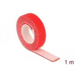 Taśma rzepowa na rolce 1 m x 13 mm kolor czerwony Delock 18717