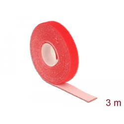 Taśma rzepowa na rolce 3 m x 13 mm kolor czerwony Delock 18718