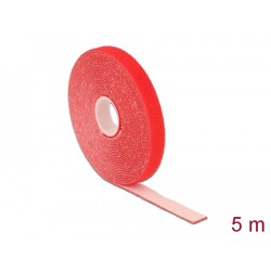 Taśma rzepowa na rolce 5 m x 13 mm kolor czerwony Delock 18719
