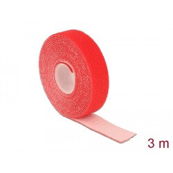 Taśma rzepowa na rolce 3 m x 20 mm kolor czerwony Delock 18722