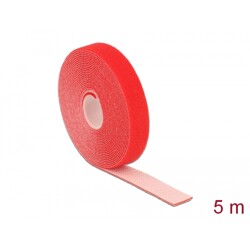 Taśma rzepowa na rolce 5 m x 20 mm kolor czerwony Delock 18723