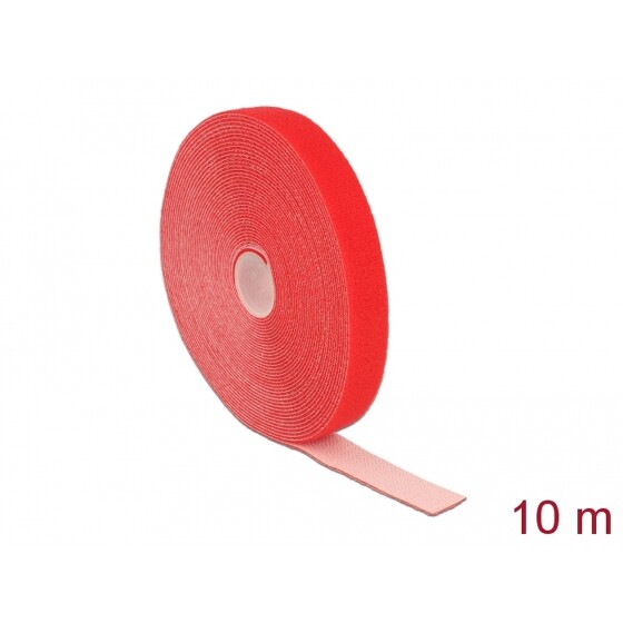 Taśma rzepowa na rolce 10 m x 20 mm kolor czerwony Delock 18724