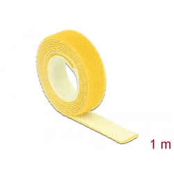 Taśma rzepowa na rolce 1 m x 13 mm kolor żółty Delock 18733
