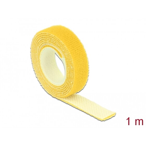 Taśma rzepowa na rolce 1 m x 13 mm kolor żółty Delock 18733