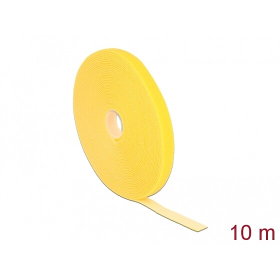 Taśma rzepowa na rolce 10 m x 13 mm kolor żółty Delock 18736