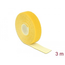 Taśma rzepowa na rolce 3 m x 20 mm kolor żółty Delock 18738