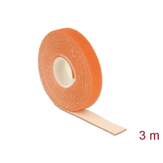 Taśma rzepowa na rolce 3 m x 13 mm kolor pomarańczowy Delock 18742