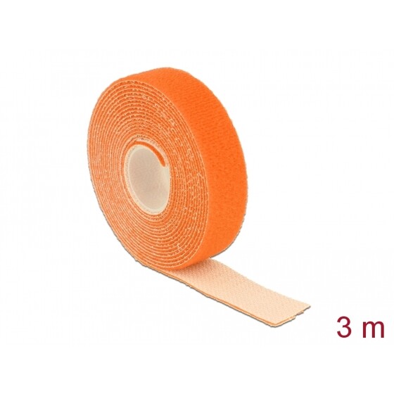 Taśma rzepowa na rolce 3 m x 20 mm kolor pomarańczowy Delock 18746