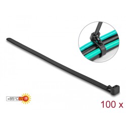 Zaciski kablowe wielokrotnego użytku 200 x 7,5 mm 100 sztuk czarne Delock 18757