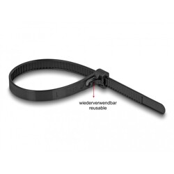 Zaciski kablowe wielokrotnego użytku 200 x 7,5 mm 100 sztuk czarne Delock 18757