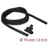 Wąż spiralny z narzędziem do wciągania 2,5 m x 15 mm czarny Delock 18835