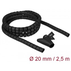 Wąż spiralny z narzędziem do wciągania 2,5 m x 20 mm czarny Delock 18836