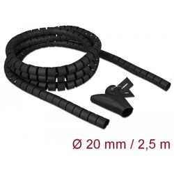 Wąż spiralny z narzędziem do wciągania 2,5 m x 20 mm czarny Delock 18836