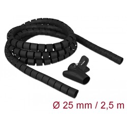 Wąż spiralny z narzędziem do wciągania 2,5 m x 25 mm czarny Delock 18837