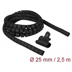 Wąż spiralny z narzędziem do wciągania 2,5 m x 25 mm czarny Delock 18837