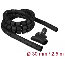 Wąż spiralny z narzędziem do wciągania 2,5 m x 30 mm czarny Delock 18838
