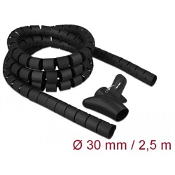 Wąż spiralny z narzędziem do wciągania 2,5 m x 30 mm czarny Delock 18838