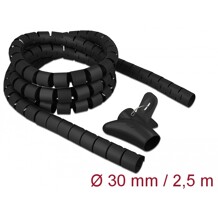 Wąż spiralny z narzędziem do wciągania 2,5 m x 30 mm czarny Delock 18838
