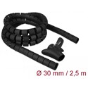 Wąż spiralny z narzędziem do wciągania 2,5 m x 30 mm czarny Delock 18838
