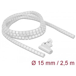 Wąż spiralny z narzędziem do wciągania 2,5 m x 15 mm biały Delock 18839
