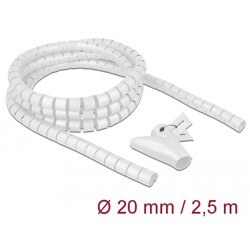 Wąż spiralny z narzędziem do wciągania 2,5 m x 20 mm biały Delock 18840