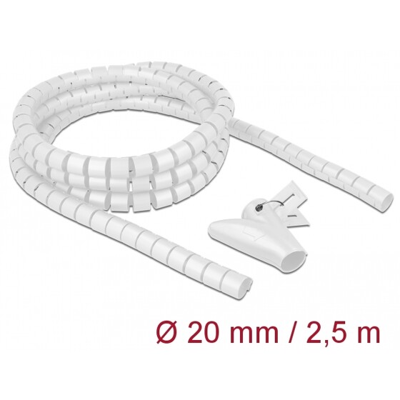 Wąż spiralny z narzędziem do wciągania 2,5 m x 20 mm biały Delock 18840