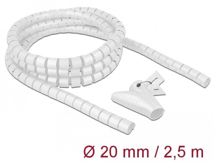 Wąż spiralny z narzędziem do wciągania 2,5 m x 20 mm biały Delock 18840