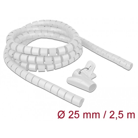 Wąż spiralny z narzędziem do wciągania 2,5 m x 25 mm biały Delock 18841