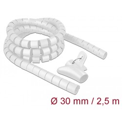 Wąż spiralny z narzędziem do wciągania 2,5 m x 30 mm biały Delock 18842