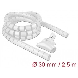 Wąż spiralny z narzędziem do wciągania 2,5 m x 30 mm biały Delock 18842