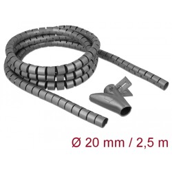 Wąż spiralny z narzędziem do wciągania 2,5 m x 20 mm szary Delock 18844