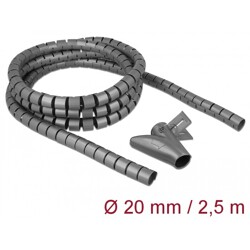 Wąż spiralny z narzędziem do wciągania 2,5 m x 20 mm szary Delock 18844
