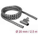 Wąż spiralny z narzędziem do wciągania 2,5 m x 20 mm szary Delock 18844