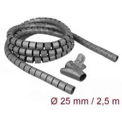 Wąż spiralny z narzędziem do wciągania 2,5 m x 25 mm szary Delock 18845