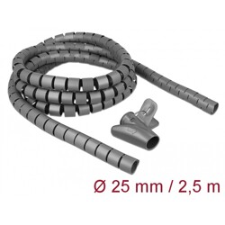 Wąż spiralny z narzędziem do wciągania 2,5 m x 25 mm szary Delock 18845