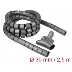 Wąż spiralny z narzędziem do wciągania 2,5 m x 30 mm szary Delock 18846