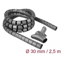 Wąż spiralny z narzędziem do wciągania 2,5 m x 30 mm szary Delock 18846