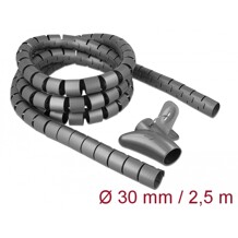 Wąż spiralny z narzędziem do wciągania 2,5 m x 30 mm szary Delock 18846
