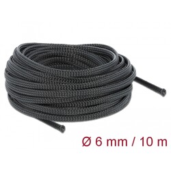 Koszulka pleciona rozciągana 10 m x 6 mm czarna Delock 18848