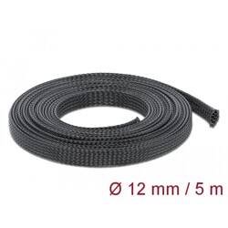 Koszulka pleciona rozciągana 5 m x 12 mm czarna Delock 18849